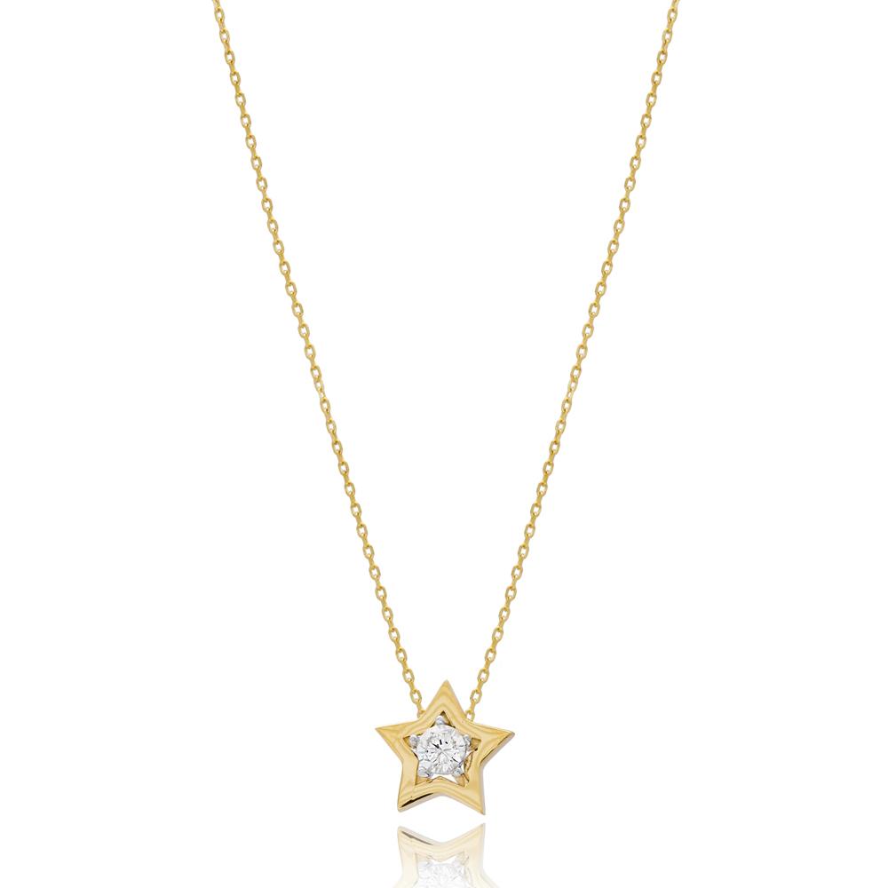 Minimal Star Design Wholesale Turkish 14k Gold Pendant