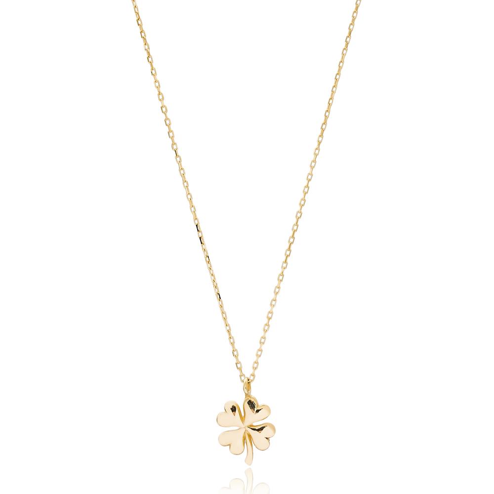 Clover Leaf Design Turkish Wholesale 14k Gold Necklace