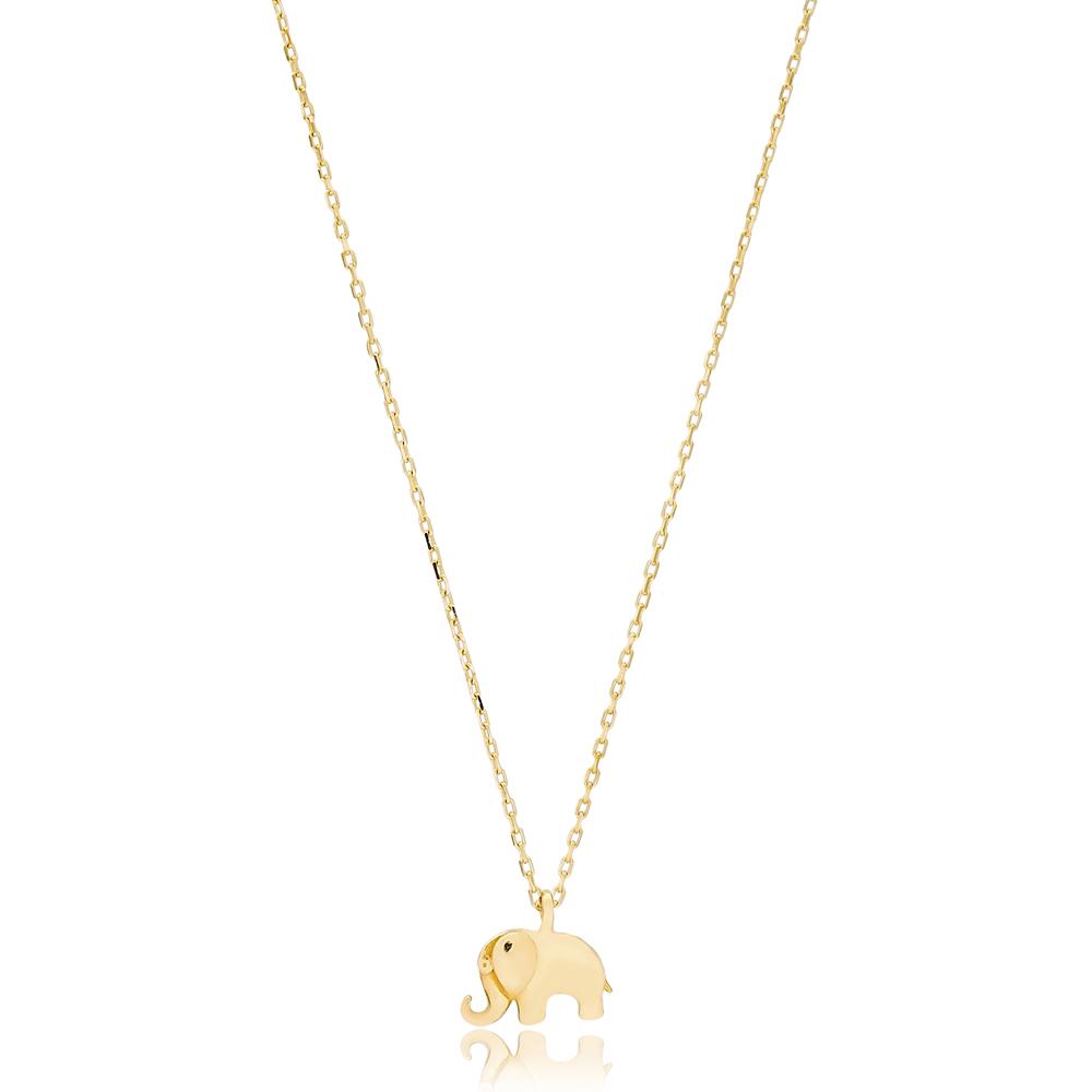 Minimal Elephant Turkish Wholesale Handmade 14k Gold Necklace