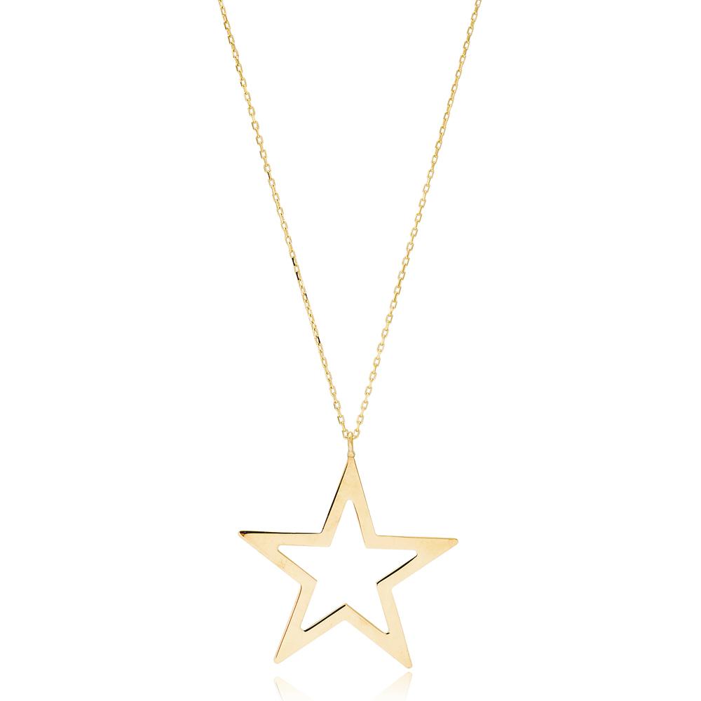 Smooth Star Design Wholesale Handmade 14k Gold Necklace