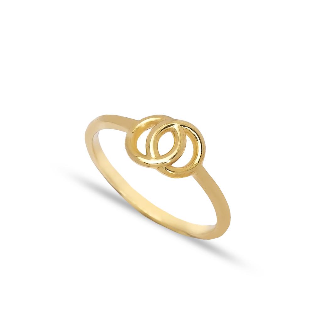 Dual Loop Design Ring 14 k Wholesale Handmade Turkish Gold Jewelry
