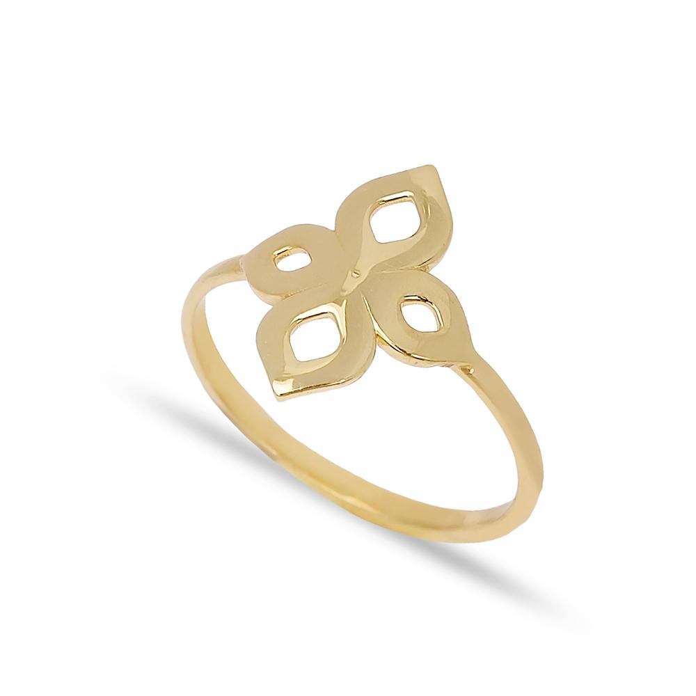 Geometric Design Ring 14 k Wholesale Handmade Turkish Gold Jewelry