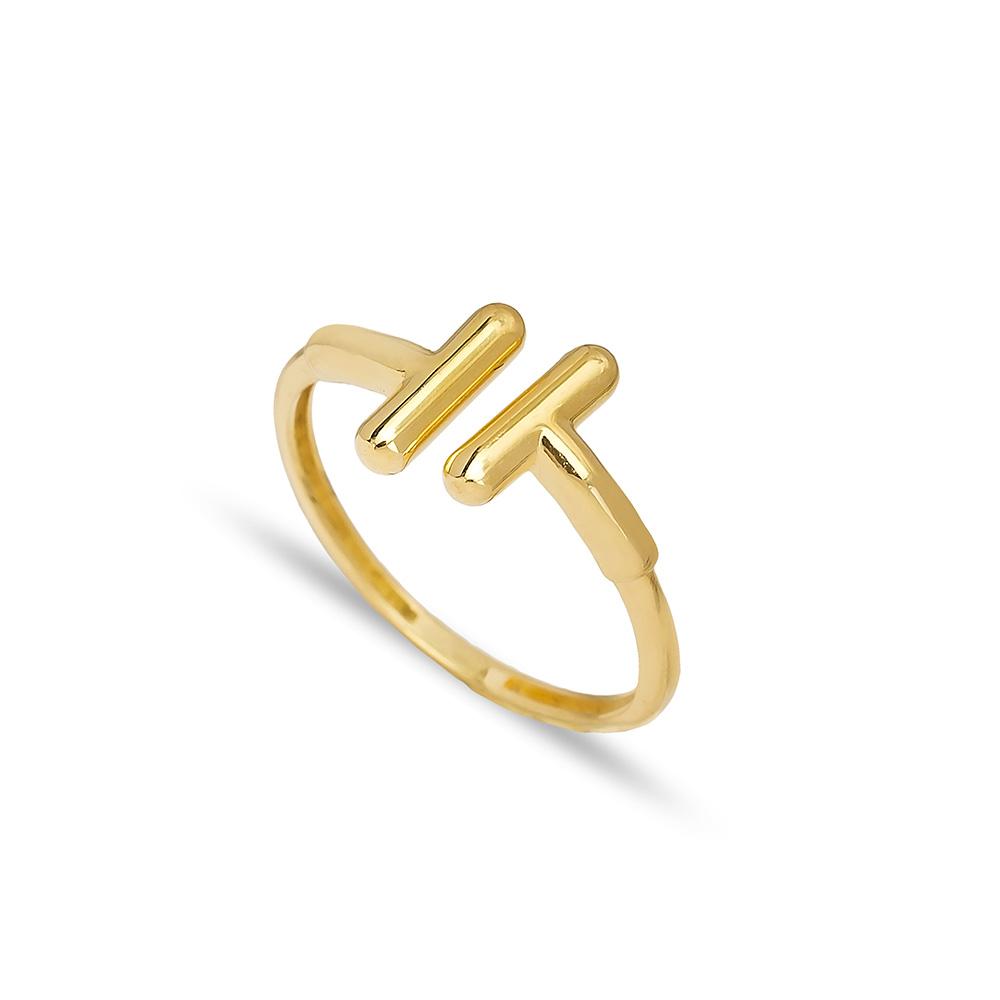 Geometric Design Ring 14 k Wholesale Handmade Turkish Gold Jewelry
