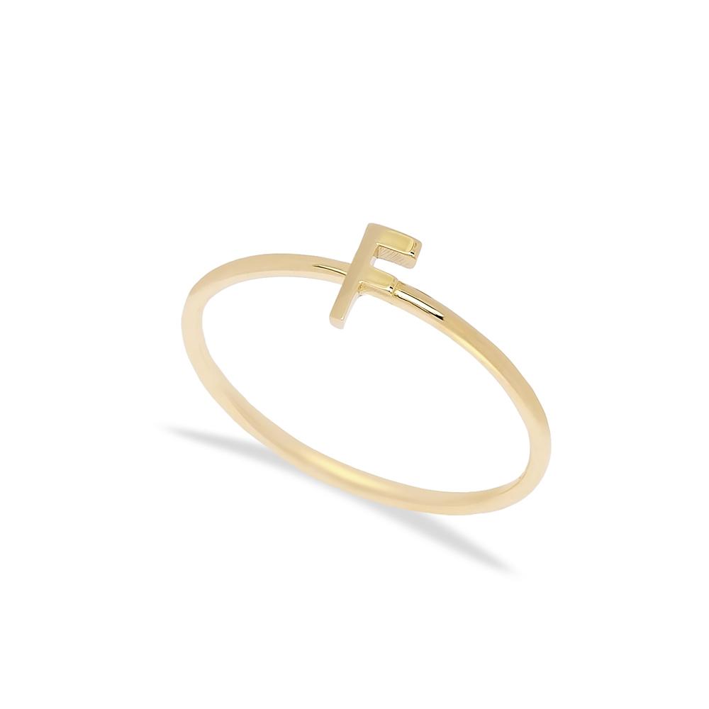 F Letter Ring 14 k Wholesale Handmade Turkish Gold Jewelry