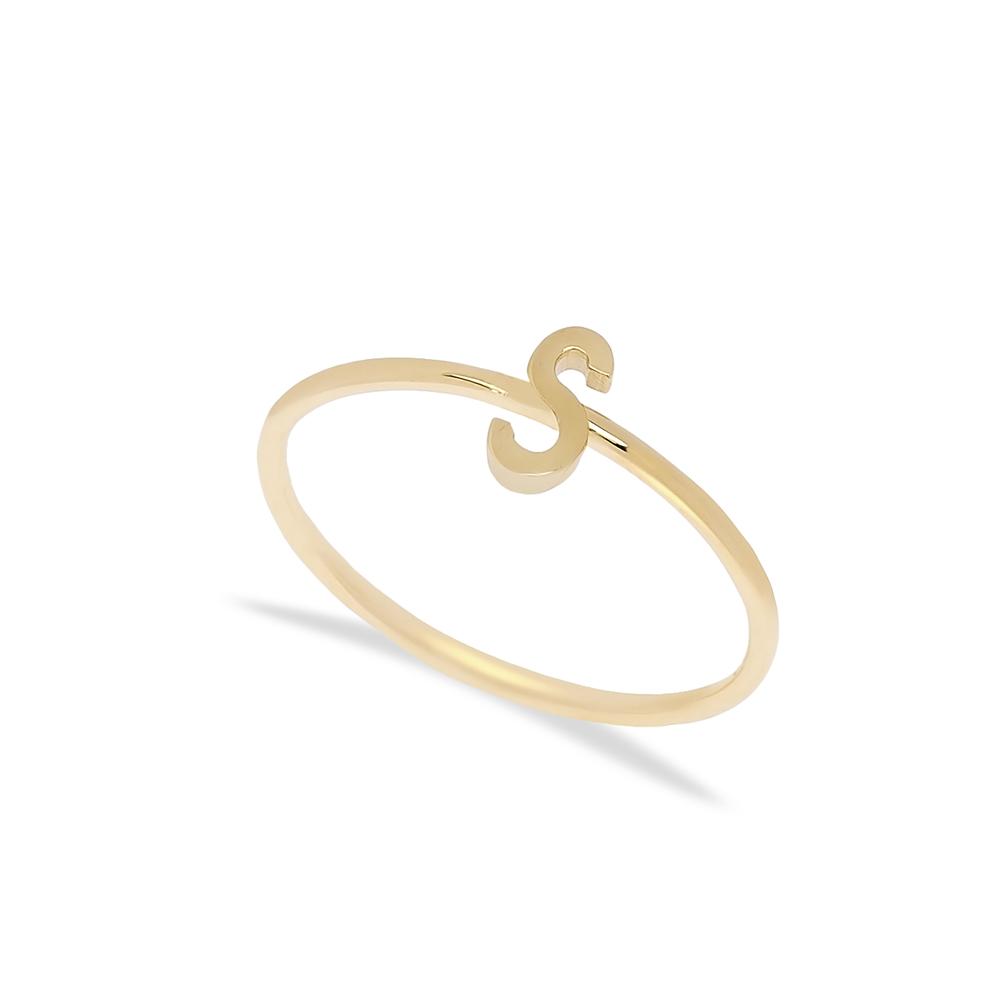 S Letter Ring 14 k Wholesale Handmade Turkish Gold Jewelry