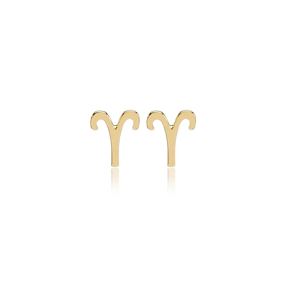 Aries Zodiac Stud Earring Wholesale Turkish 14k Gold Earring