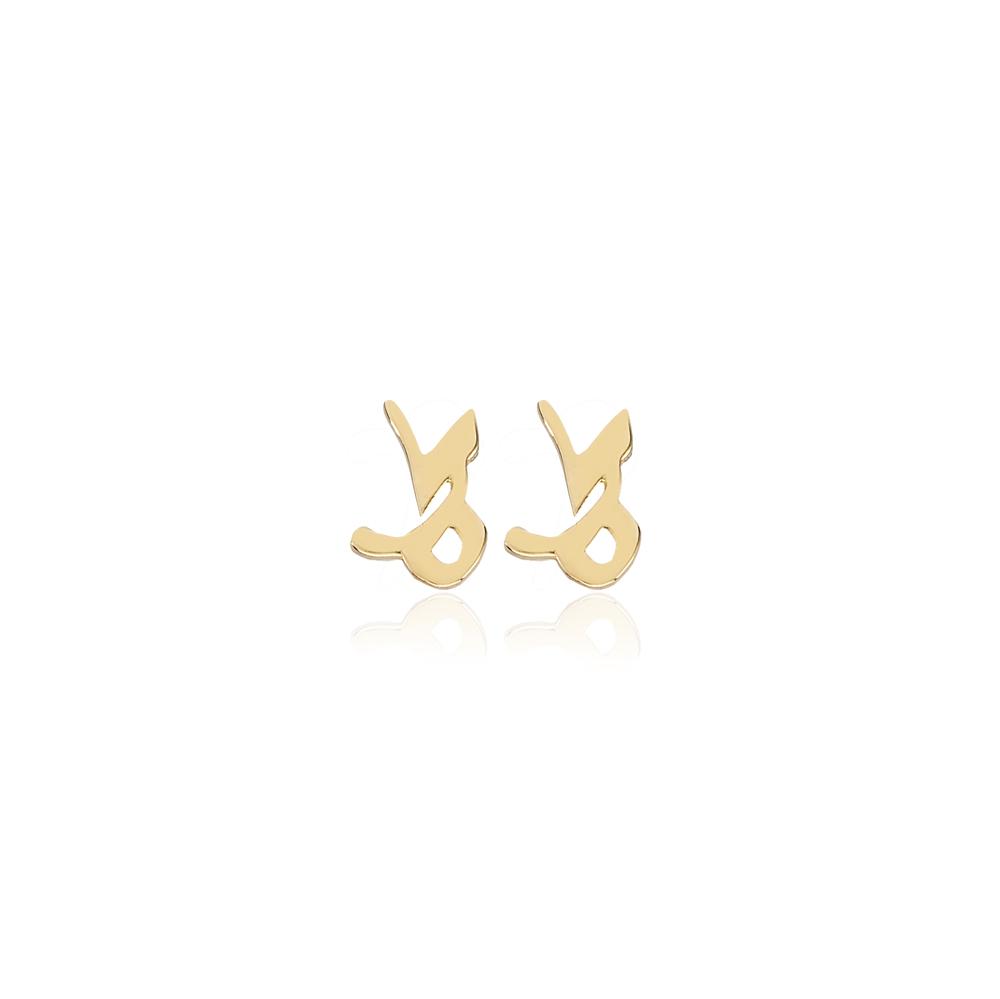 Capricorn Zodiac Stud Earring Wholesale Turkish 14k Gold Earring