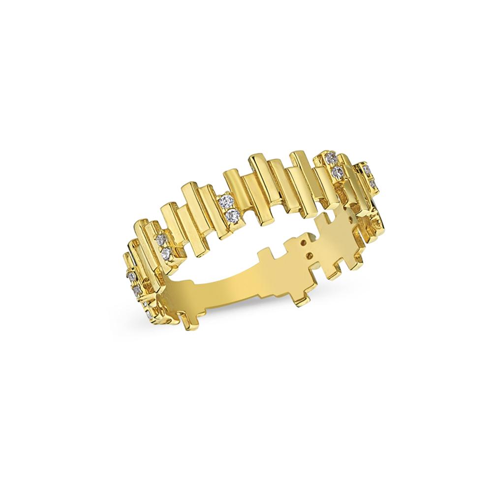 Fashionable Zircon Stone Irregular Shape 14K Gold Ring