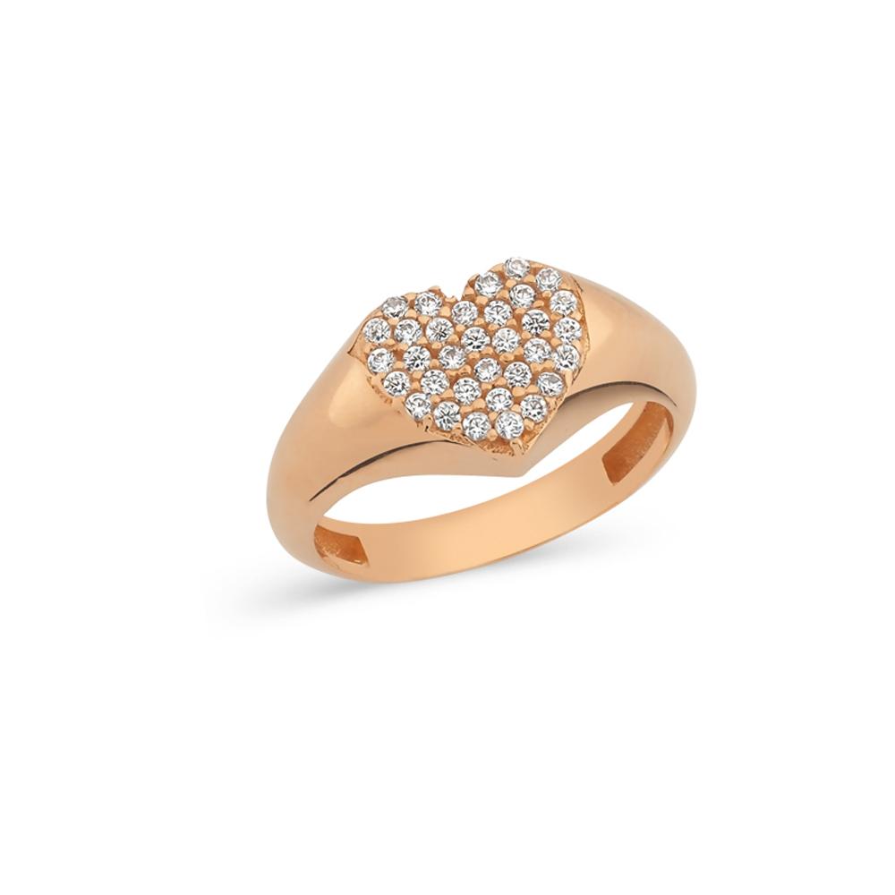Heart Design Zircon Stone 14k Gold Knuckle Ring