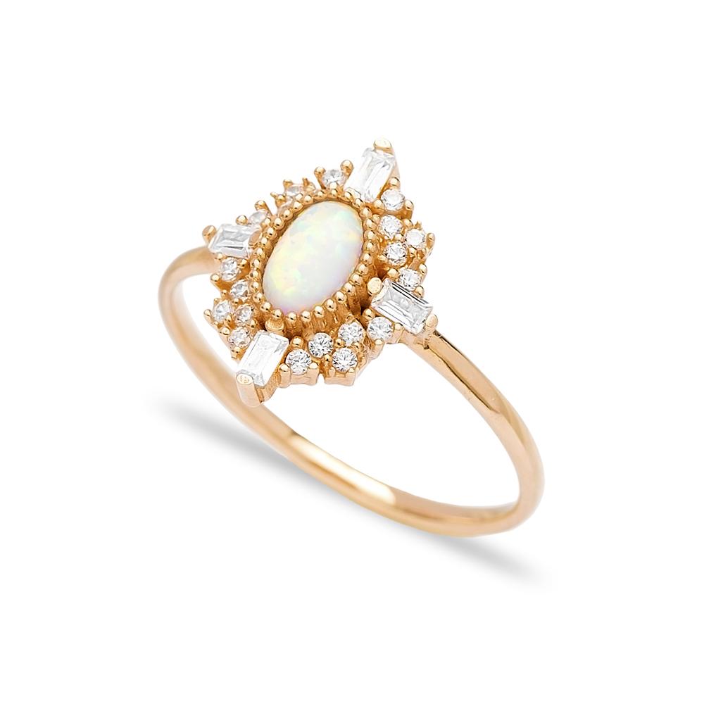 White Opal Stone Wholesale Turkish 14K  Gold Ring