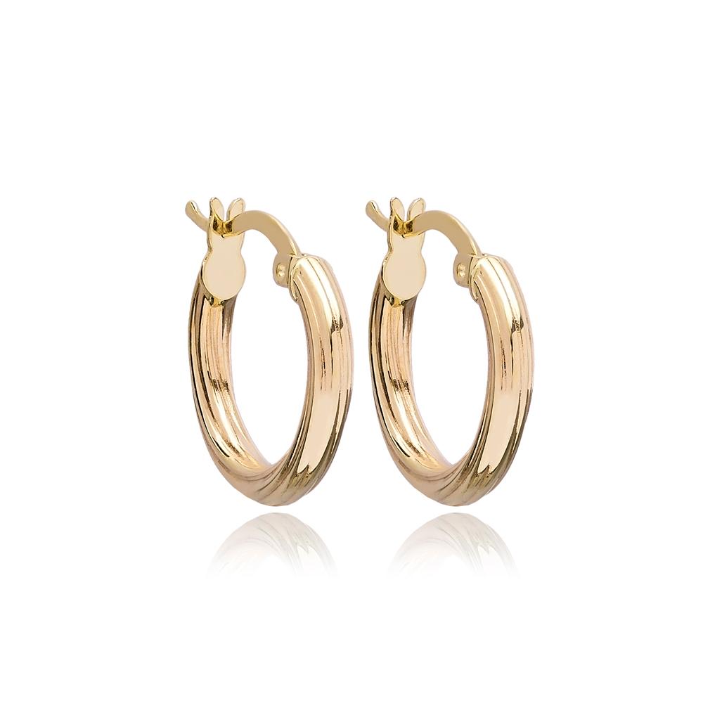 Roped Hoop Earring Wholesale Turkish 14k Gold Earrings