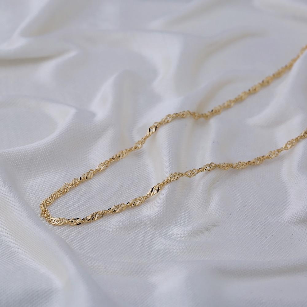 14K Gold 1.95 mm Singapore Necklace Turkish Wholesale Gold Jewelry