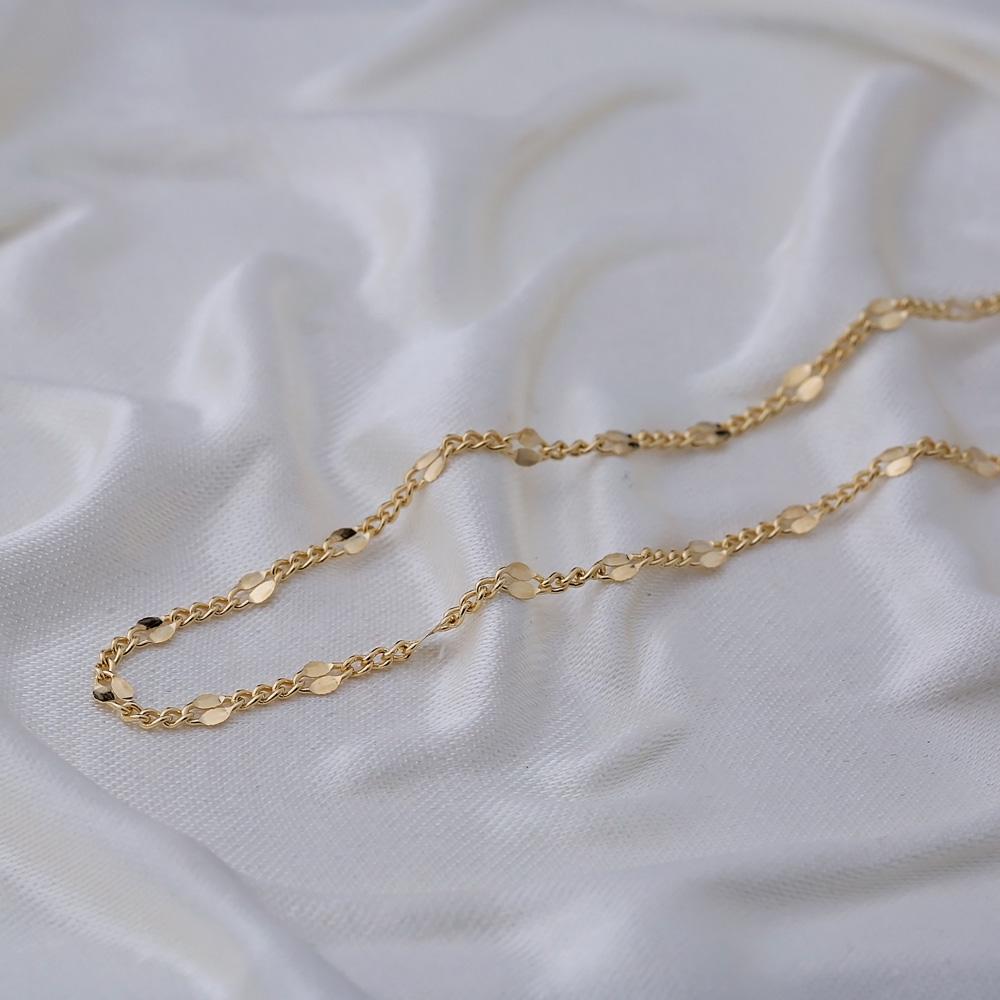 14K Gold Trendy Curb Necklace Turkish Wholesale Gold Jewelry