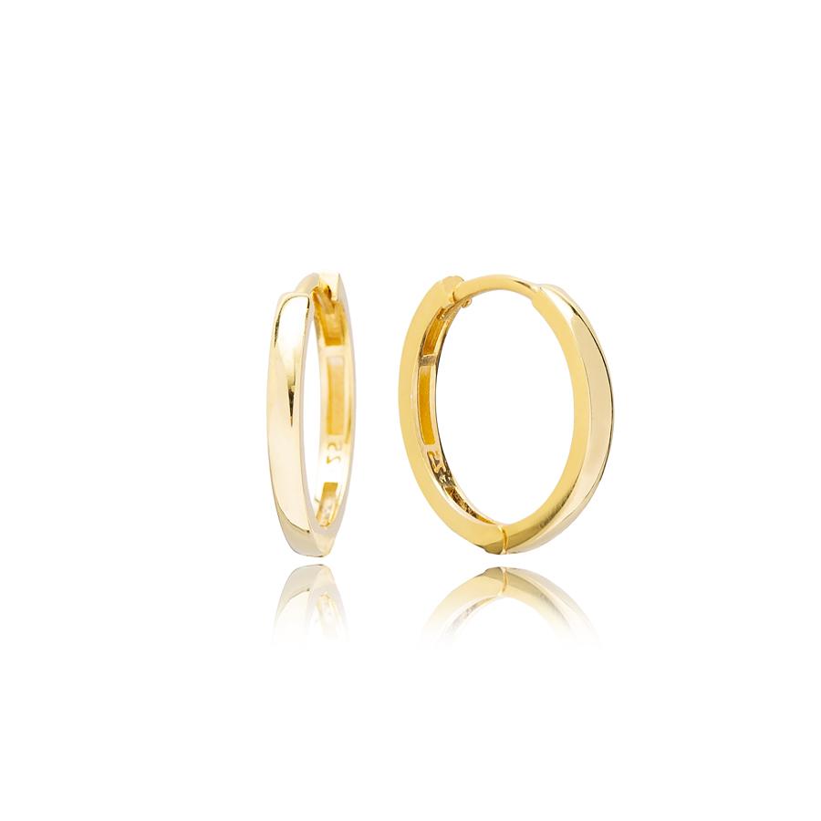 Round Design 18 mm Hoop Earrings Wholesale Turkish 14k Gold Jewelry